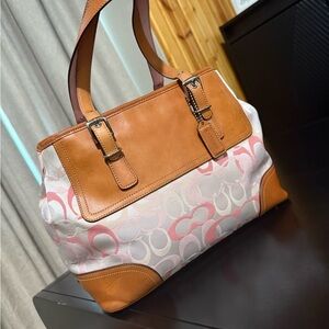 Elegant Tan and Pink Women's Bag